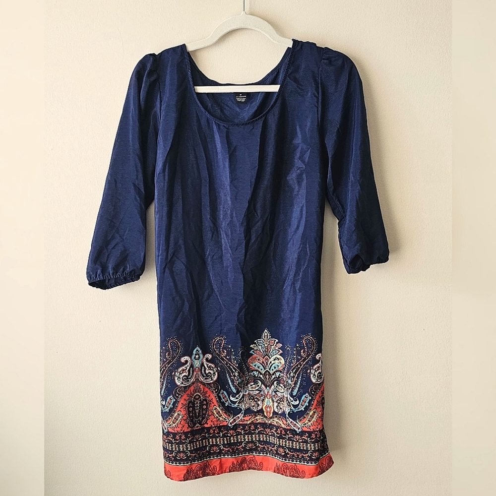 Rue21 Bohemian Print Navy Midi Dress (M)